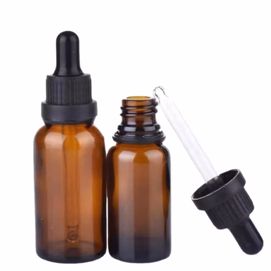 20ml Amber Glass Bottle Cosmetic Packaging with Pilfer Proof Cap with Dropper